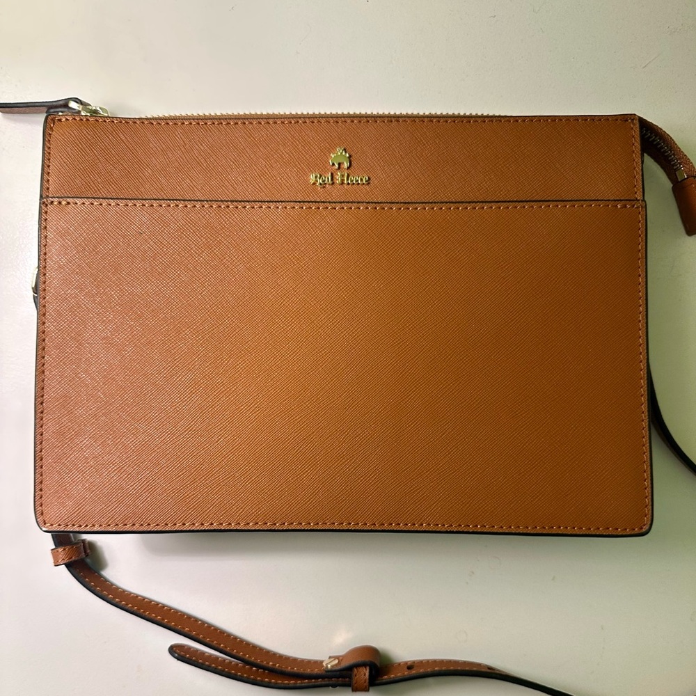 Brooks Brothers Red Fleece Crossbody Purse Brown